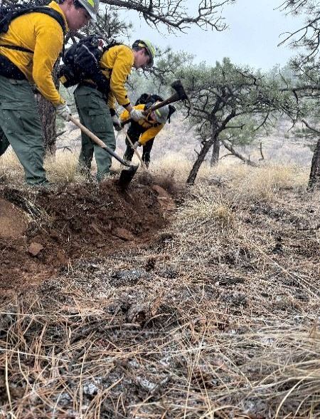 Image of wildland firefighters digging a trench